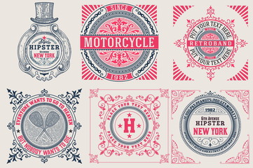 Retro cards set. Elements layered.
