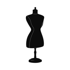 Vintage mannequin. Vector silhouette.