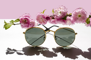 sunglasses with flowers, still life