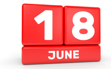 June 18. Calendar on white background.