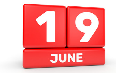 June 19. Calendar on white background.
