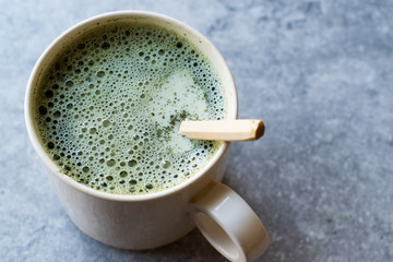 Hot Matcha Tea Latte with Milk