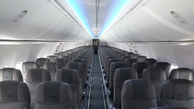  Modern interior of the airliner 