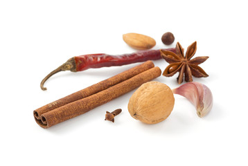 spices on white background