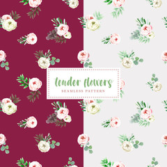 Seamless floral pattern in vintage watercolor style