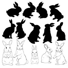 rabbit silhouettes