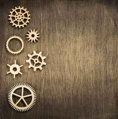 gear tools at wooden background