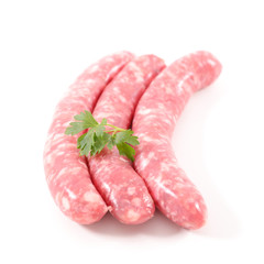 raw sausage on white background