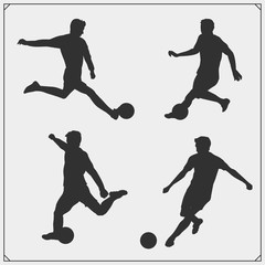 Set of football player silhouette.