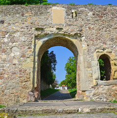 Gate of the stone wall, Sarospatak city, Hungary