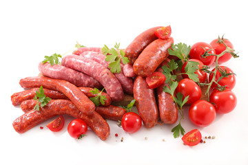 assorted raw sausage for barbecue