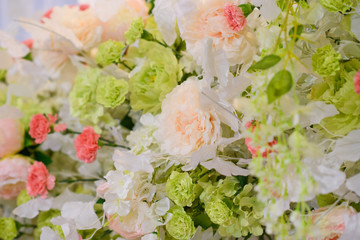 wedding flower decoration, flower backdrop background, rose wall, white rose,  colorful background, fresh rose