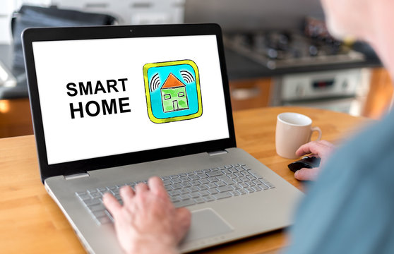 Smart home concept on a laptop