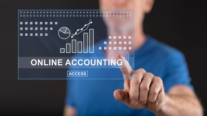 Man touching an online accounting concept