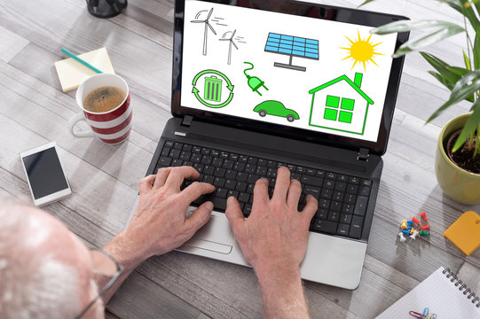 Clean energy concept on a laptop screen