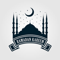 Muslim Holiday Ramadan Kareem Label, Icon or Sign Isolated on white background. Vector illustration.