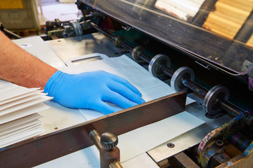 Flexo printing machine in a print factory