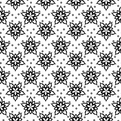 Black and white monochrome floral seamless pattern