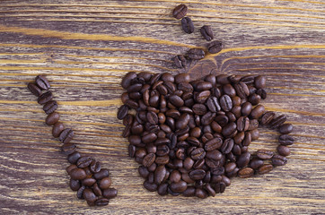 Coffee beans in the shape of cup