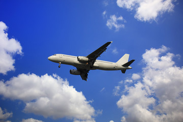 Airplane with beautiful sky on background
