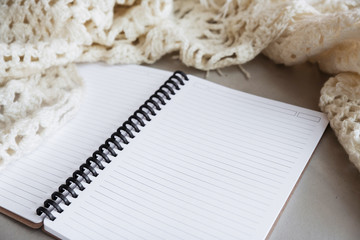 Fountain pen notebook and glasses in composition in color