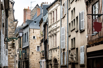 Fototapeta na wymiar Antique building view in Old Town Le Mans, France