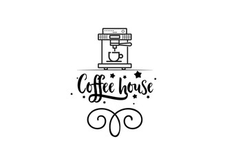 Coffee Hipster Vintage Stylized Lettering badge. Vector Illustration