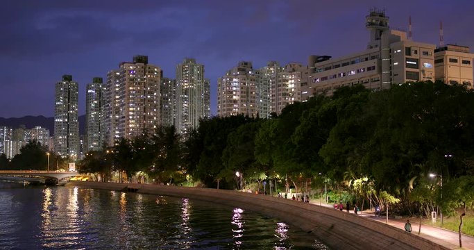Hong Kong residential district at night