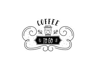 Coffee Hipster Vintage Stylized Lettering badge. Vector Illustration