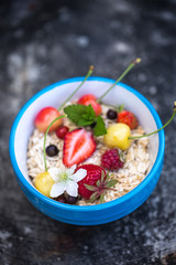oatmeal flakes with berries