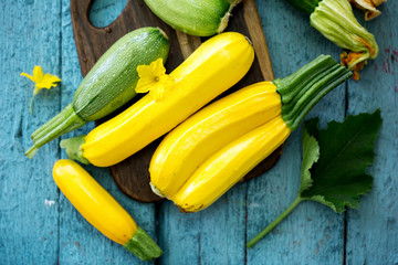 colorful zucchini on a cutting board