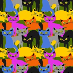 seamless pattern with cats 