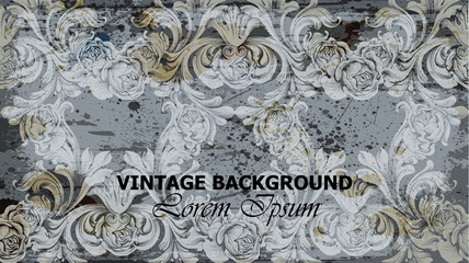 Vintage ornament card background Vector. Intricate baroque decor designs