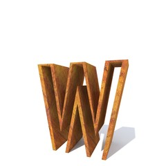 Conceptual old rusted metal font or type, iron or steel industry piece isolated white background. Educative rusty material, aged vintage surface, worn damaged object as 3D illustration rough surface