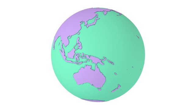 Model of Earth on a white background. Rotation animation. 3D render.