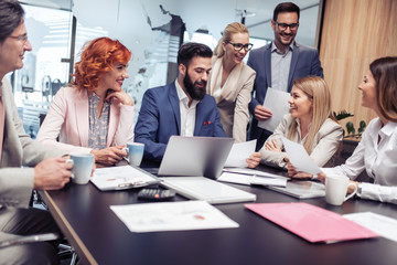 Successful group of business people in the office