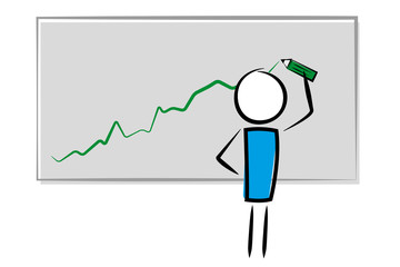 Mann zeichnet positive Statistik auf Tafel