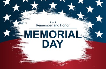 Vector illustration on USA National Memorial Day. USA flag as background.