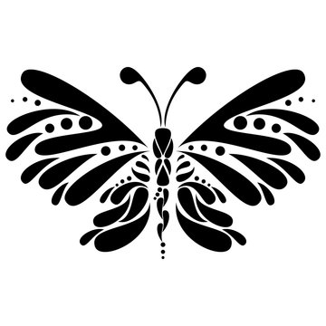 An abstract illustration of a butterfly on an isolated white background