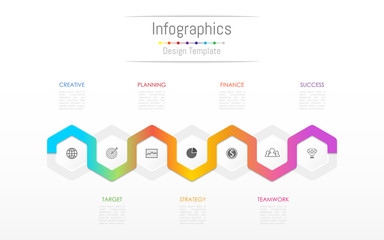 Infographic design elements for your business data with 7 options, parts, steps, timelines or processes. Vector Illustration.