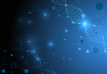 Science template, wallpaper or banner with a DNA molecules.