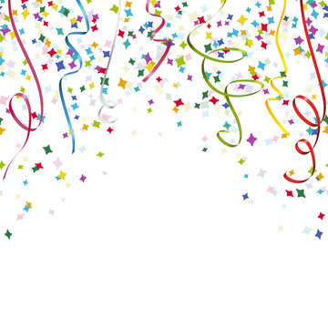 colored streamers and confetti background