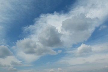 Beautiful cloudscape in blue sky, natural clouds background
