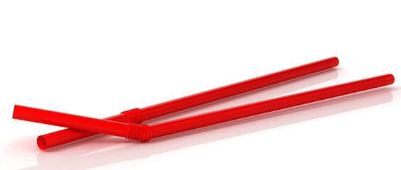 3D Illustration Of red Cocktail straws