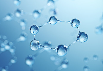 Abstract blue glass molecule background,3d rendering.