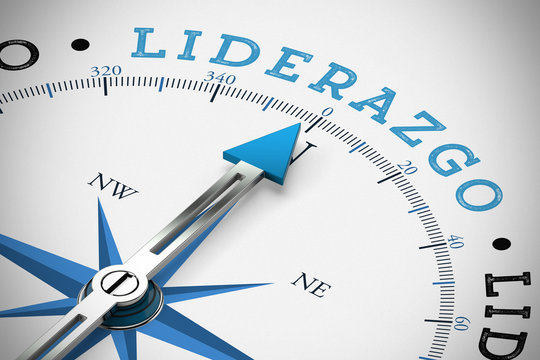 Kompass zeigt in Richtung Liderazgo / Führung