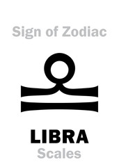 Astrology Alphabet: Sign of Zodiac LIBRA (The Scales). Hieroglyphics character sign (single symbol).