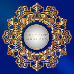 Vector round circle. Mandala style. Decorative element with gold.