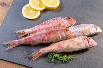 red mullet presented on a slate