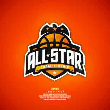 Modern professional basketball logo design. All star championship sign.